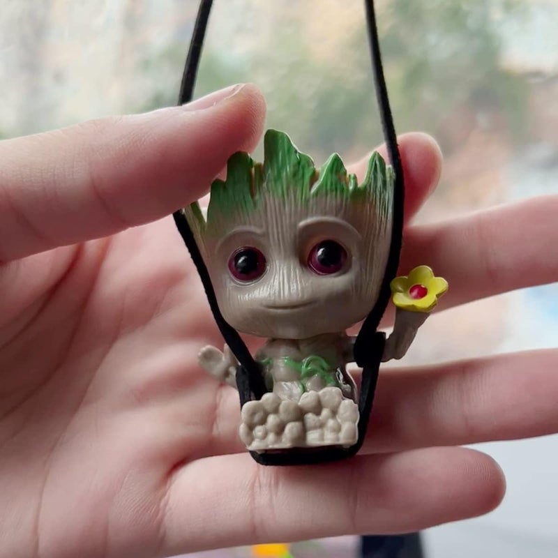 WYJS Swing Smiling Little Tree Man Car Hanging Accessory, Mirror Suspension Decoration, Charm Pendant, Lanyard: Adjustable Length - Image 5